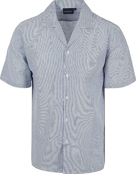 Suitable Short Sleeve Hemd Stripe Seersucker Hellblau - Größe S günstig online kaufen