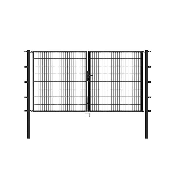 Metallzaun Doppeltor für Doppelstabmatte Anthrazit z. Einbeton. 140 cm x 30 günstig online kaufen