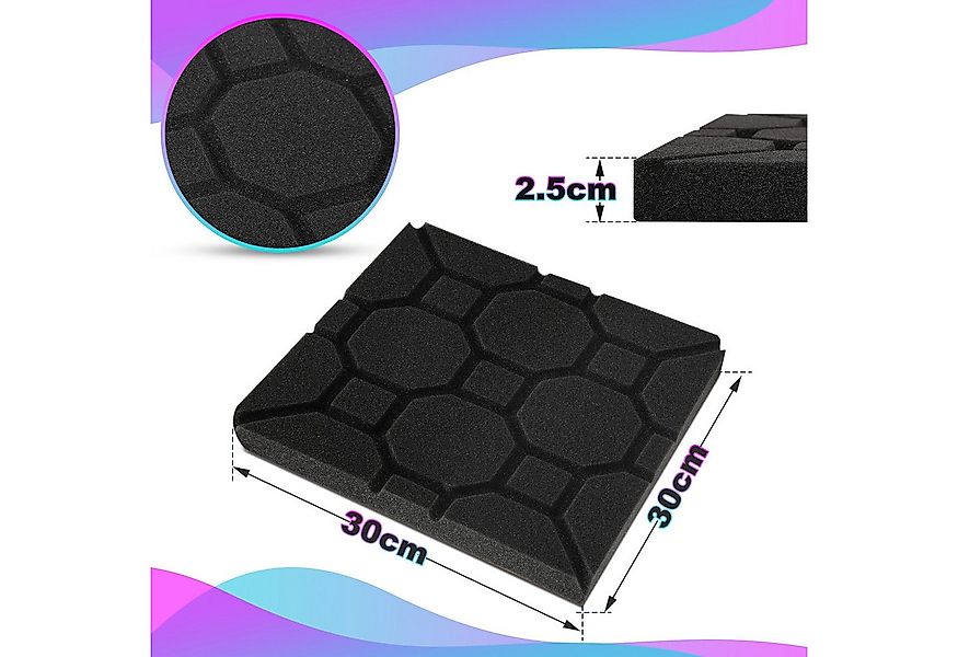 Clanmacy Akustikplatte 24er-Pack Akustikplatte 30x30x2.5cm Quadrat Akustiks günstig online kaufen