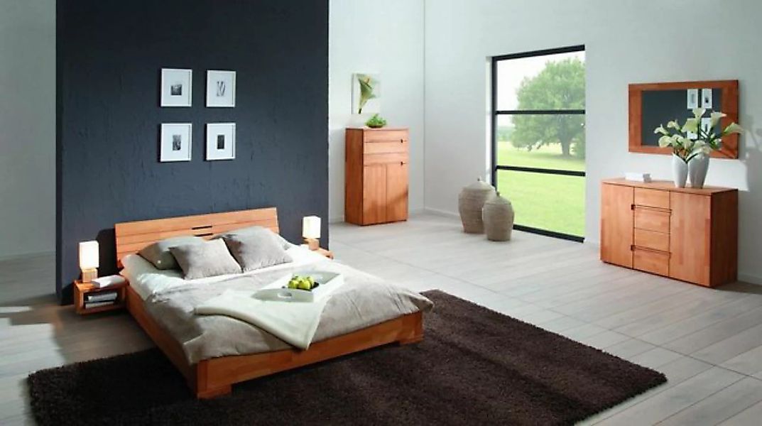 Natur24 Einzelbett Bett Bento 10 Sonderlänge 120x210 Kernbuche Holzkopfteil günstig online kaufen