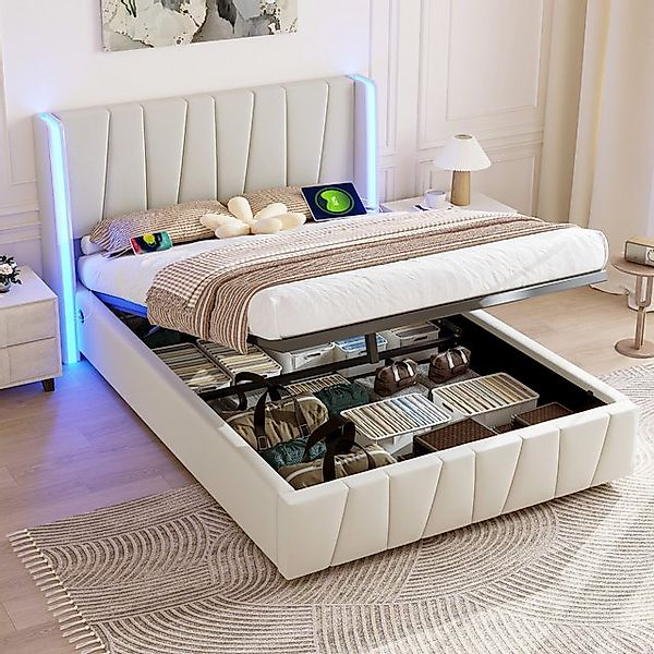 Celya Polsterbett Doppelbett, Samtstoff, USB-Anschlüsse an den Seiten (extr günstig online kaufen