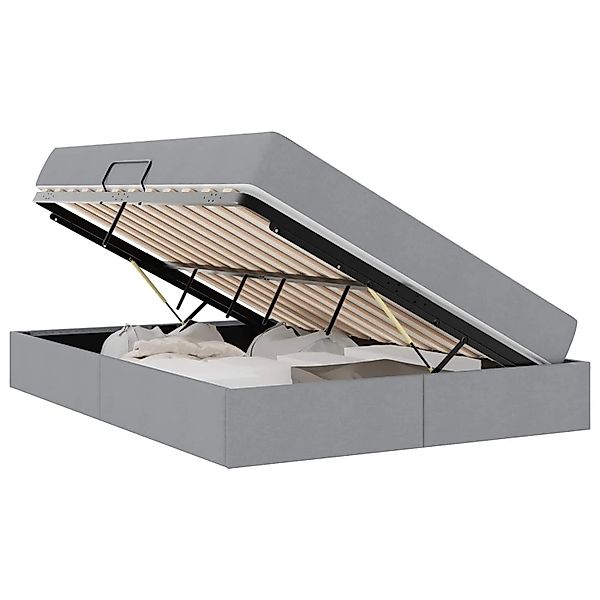 vidaXL Stauraumbett mit Matratze Hellgrau 140 x 190 cm Polyester 3399658 günstig online kaufen