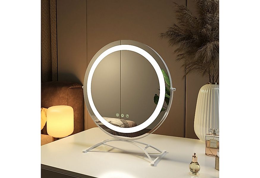 EMKE Kosmetikspiegel 360° Drehbar Schminkspiegel Runder Tischspiegel mit LE günstig online kaufen