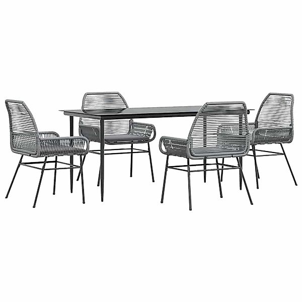 vidaXL 5-Tlg Garten-Essgruppe mit Kissen Grau Poly Rattan Glas 3334481 günstig online kaufen