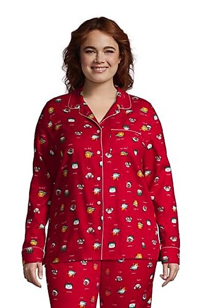 Gemustertes Flanell-Pyjamahemd in großen Größen, Damen, Größe: 56-58 Plusgr günstig online kaufen