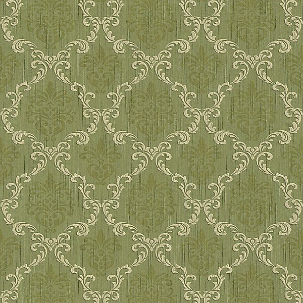 Bricoflor Grüne Barock Tapete Elegant Ornament Vliestapete mit Textil Muste günstig online kaufen