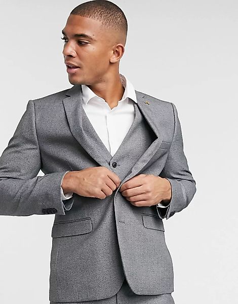 Farah – Schmale, unifarbene Anzugjacke in Grau günstig online kaufen