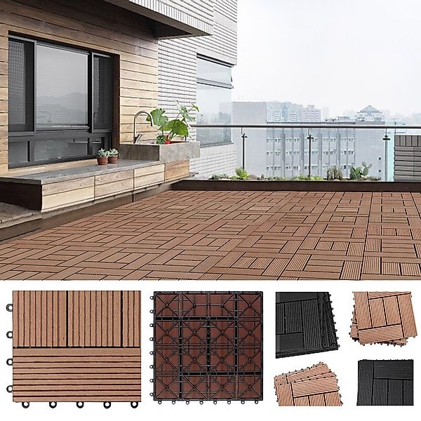 Casaria Holzfliesen 44x Mosaik Terrakotta, Terrassenfliesen günstig online kaufen