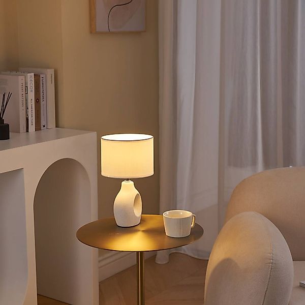 Pauleen Tischleuchte »Pure Crush max20W Weiß/Beige 230V Stoff/Keramik«, 1 f günstig online kaufen