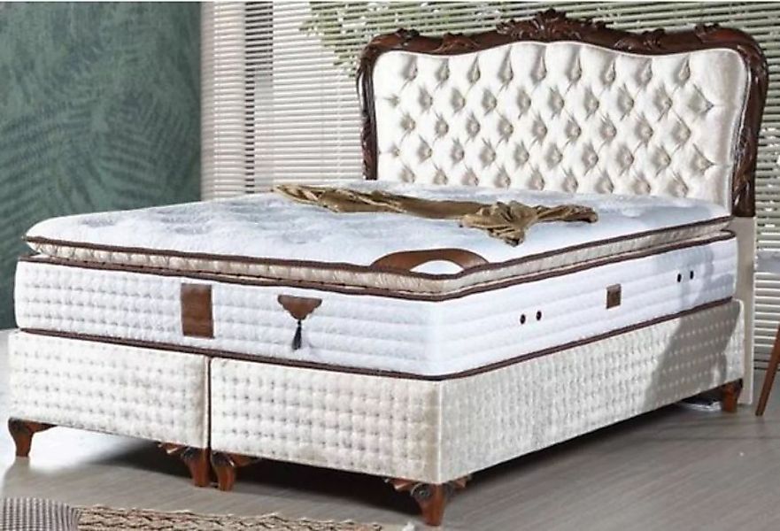 Casa Padrino Bett Doppelbett mit Matratze Champagnerfarben / Braun - Edles günstig online kaufen
