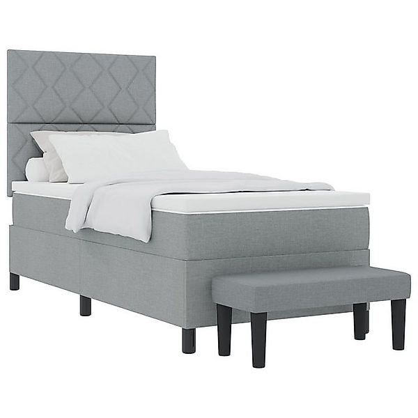 vidaXL Bett Boxspringbett mit Matratze & Bank Hellgrau 90x190 cm Stoff (2-t günstig online kaufen