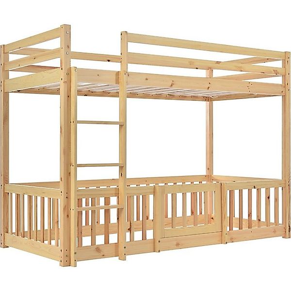 Sweiko Etagenbett, Kinderbetten mit Leitern, Zäunen und kleinen Türen, 90*2 günstig online kaufen