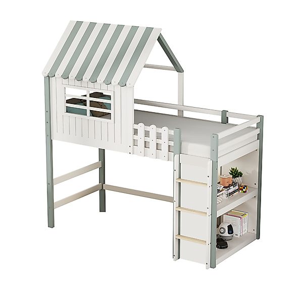 Flieks Hochbett Hausbett Kinderbett 90x200cm mit günstig online kaufen