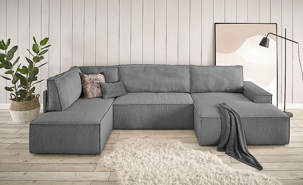 Home affaire Wohnlandschaft "SHERWOOD 329 cm, U-Form, Schlafsofa," Schlaffu günstig online kaufen