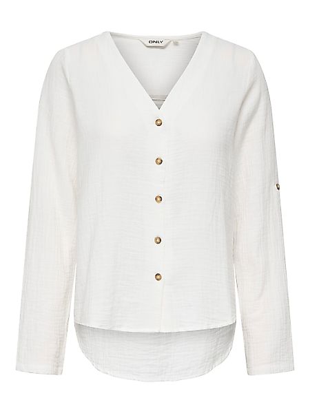 ONLY Langarmbluse "ONLTHYRA LIFE V-NECK L/S SHIRT NOOS WVN" Baumwolle, regu günstig online kaufen