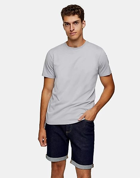 Topman – Klassisches T-Shirt in Hellgrau günstig online kaufen
