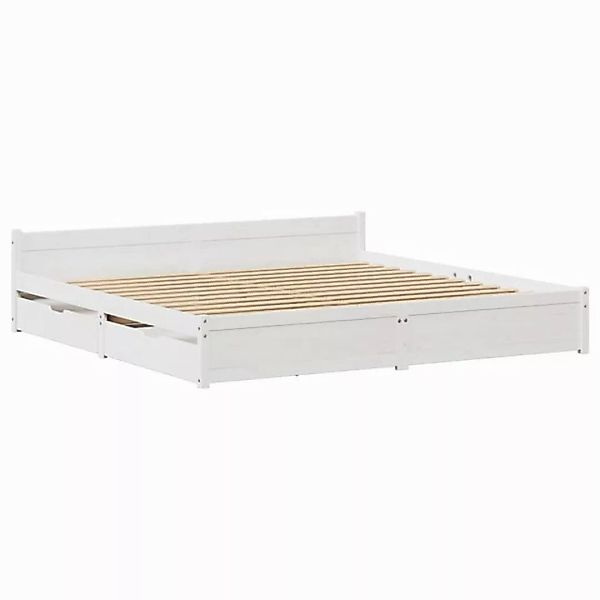 vidaXL Bett Massivholzbett ohne Matratze Weiß 180x200 cm Kiefernholz günstig online kaufen