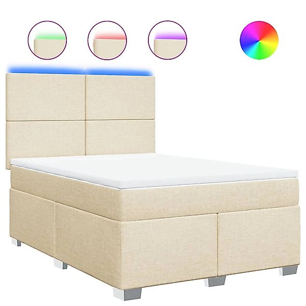vidaXL Boxspringbett mit Matratze Creme 140x200 cm Stoff 3292809 günstig online kaufen