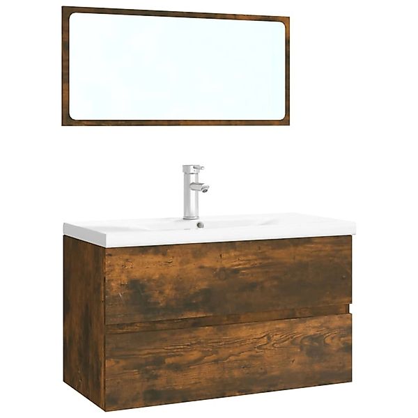 vidaXL Badezimmer-Set Badmöbel-Set Räuchereiche Holzwerkstoff, (1-St) günstig online kaufen
