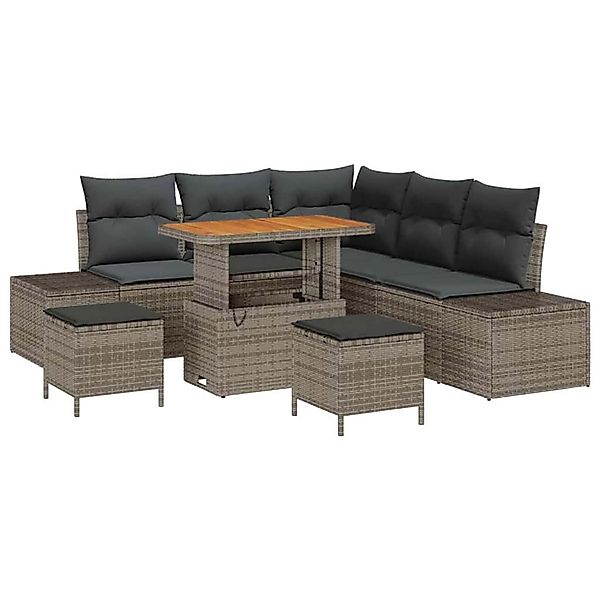 vidaXL Garten-Sofa-Set mit Speicher 8-Tlg Grau Poly Rattan 3364738 günstig online kaufen