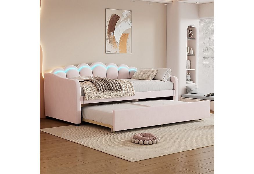 Merax Daybett 90x200cm mit Ausziehbett 90x190cm (1 tlg), Samt Polsterbett S günstig online kaufen