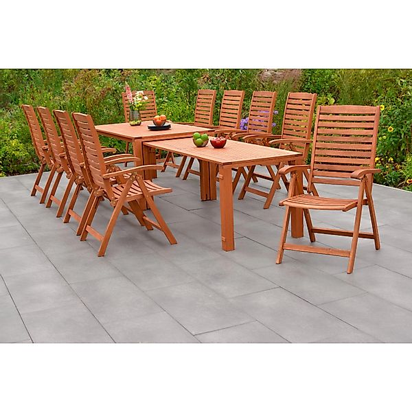 Merxx La Plata Set 11-tlg. 10 Klappsessel Flex-Gartentisch Ausziehbar günstig online kaufen