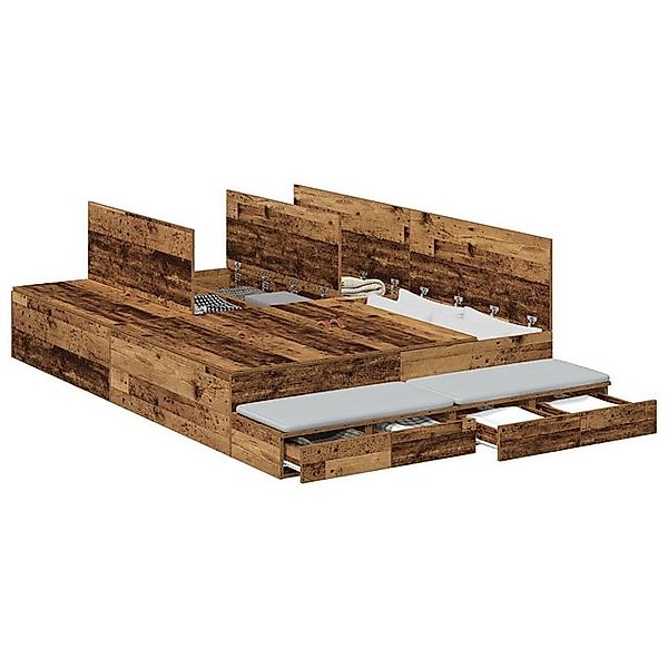vidaXL Bett Stauraum Bettgestell Braun Holzwerkstoff 135,5 x 190 x 31,5 cm günstig online kaufen