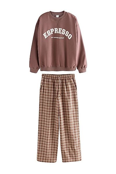 Next Pyjama Schlafanzug aus Flanell mit Sweatshirt (2 tlg) günstig online kaufen