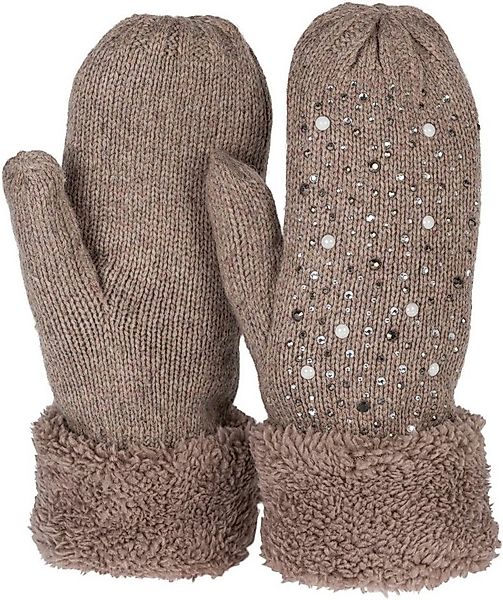 styleBREAKER Fäustlinge Strickhandschuhe Fäustlinge mit Strass und Perlen ( günstig online kaufen