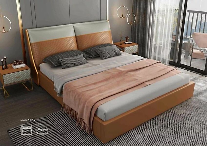 JVmoebel Bett, Designer Bett Schlafzimmer Betten Textil Leder Hotel Luxus P günstig online kaufen