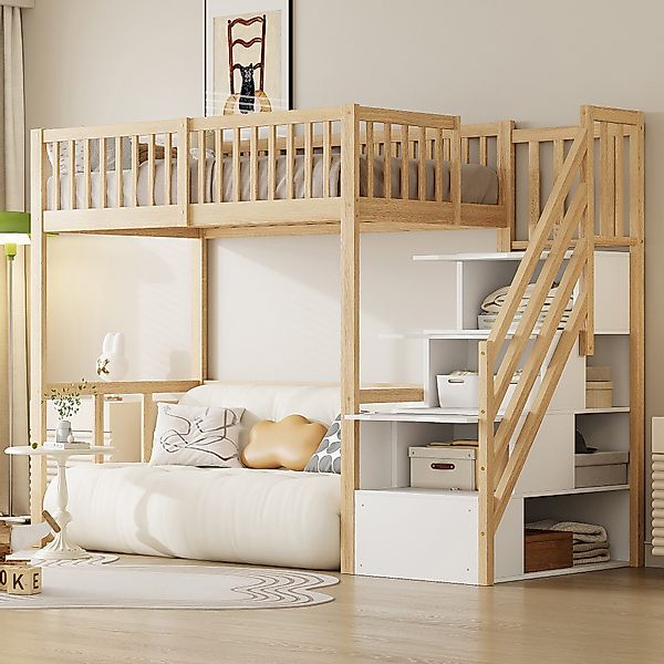 Flieks Hochbett Massivholz Kinderbett Einzelbett 90x200cm günstig online kaufen