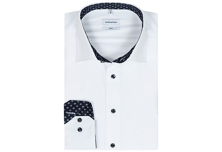 seidensticker Langarmhemd Slim, Weiß, Bügelleicht, 100 % Baumwolle, Ausgepu günstig online kaufen