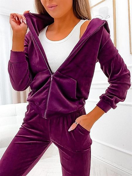 EloModa Jogginganzug Damen Homewear Nicki Jogginganzug mit Kapuze Freizeita günstig online kaufen