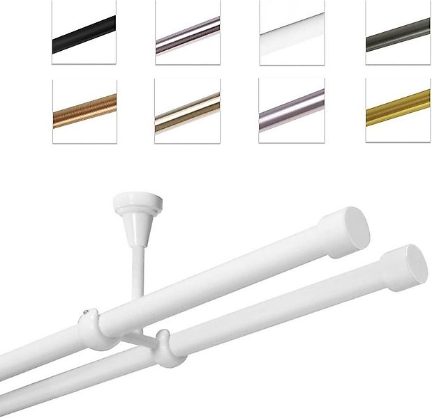 MDEKOR Gardinenstange Vorhangstange 19mm, 2-läufig, 2-läufig Deckemontage, günstig online kaufen
