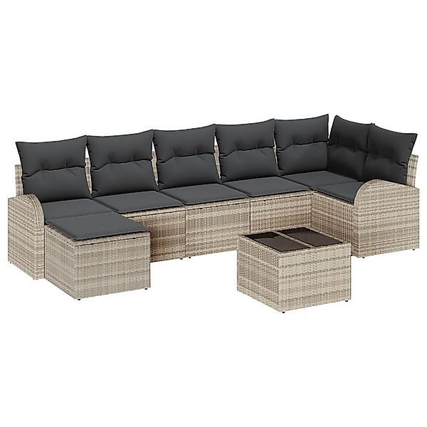 vidaXL Loungesofa 8-teiliges Garten Sofa Set mit Kissen Grau Poly Rattan, 8 günstig online kaufen