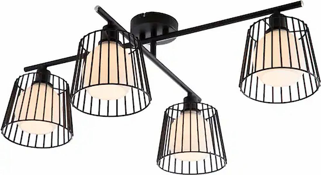 NOWA Deckenleuchte »PRISO« E14 4 Stk. Deckenlampe, Glas, Wohnzimmer, Flur, günstig online kaufen