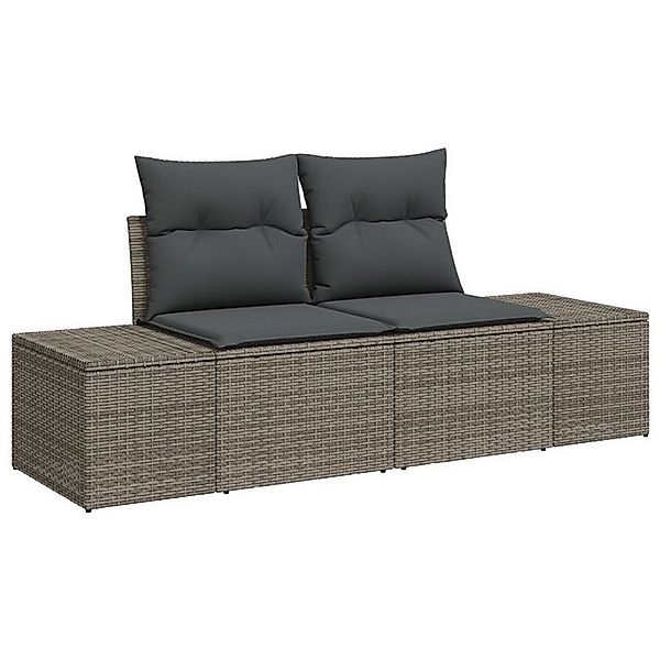 vidaXL Loungesofa Gartensofa 2-Sitzer mit Kissen Grau Poly Rattan, 1 Teile günstig online kaufen