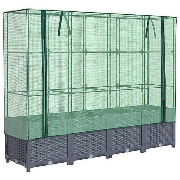 vidaXL Hochbeet mit Gewächshaus-Aufsatz Rattan-Optik 160x40x138 cm 2145994 günstig online kaufen