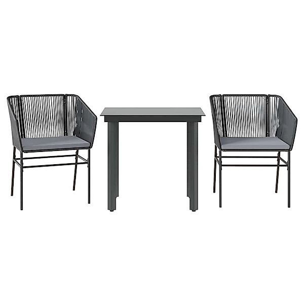 vidaXL 3-Tlg Garten-Essgruppe mit Kissen Schwarz Poly Rattan Glas 3334611 günstig online kaufen