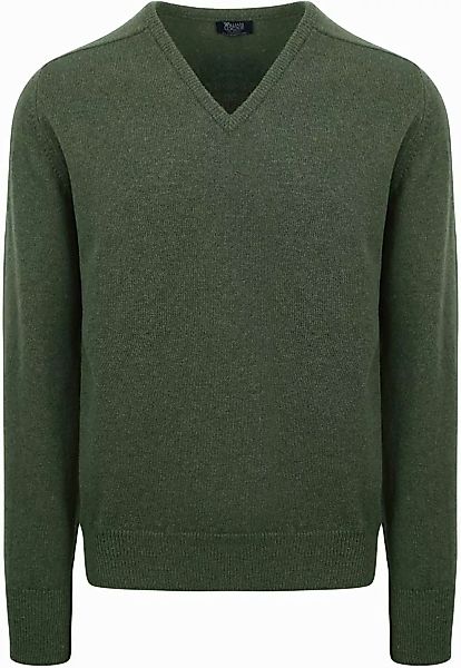 William Lockie V-Auschnitt Pullover Lammwolle Grün - Größe XL günstig online kaufen