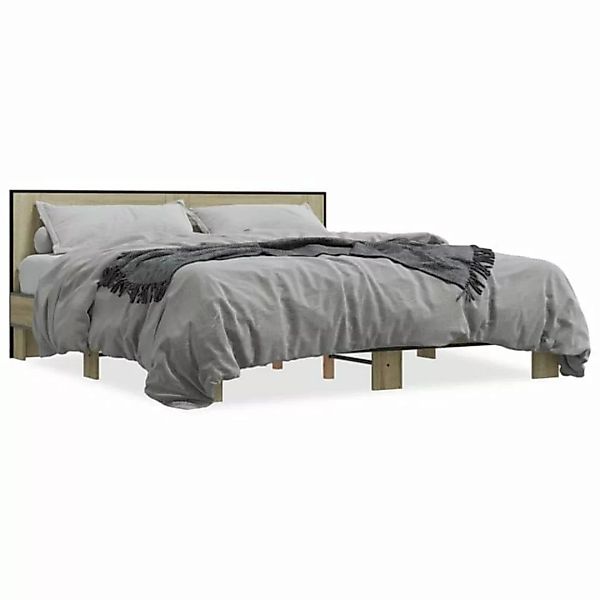 vidaXL Bett Bettgestell Sonoma-Eiche 180x200 cm Holzwerkstoff und Metall günstig online kaufen