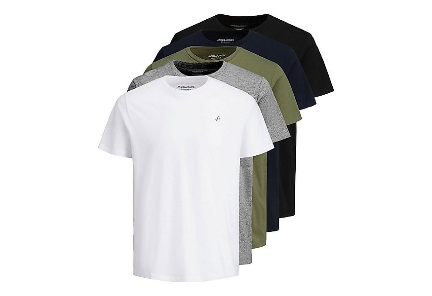 Jack & Jones T-Shirt Tee SS Crew Neck 5PK mit kleinem Logo auf der linken B günstig online kaufen