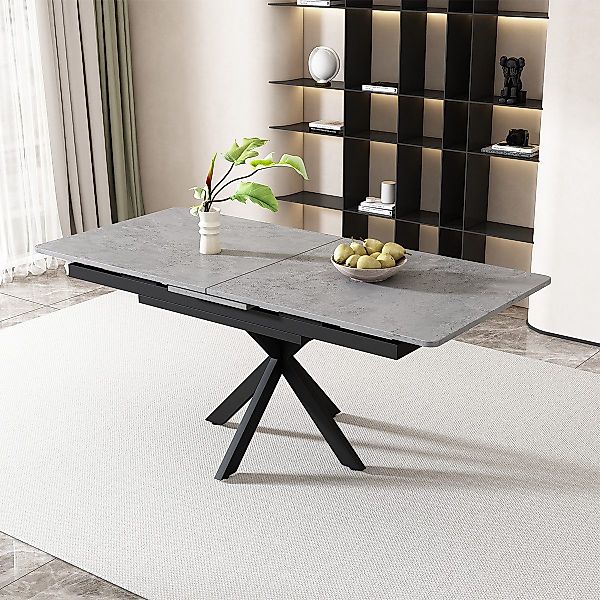 XDeer Esstisch Esstisch Erweiterbarer Kreuzbein-Design Zementmuster, günstig online kaufen