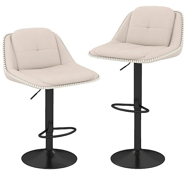 Costway Barhocker 2er Set Drehbar mit Rückenlehne für Küche Bar Beige günstig online kaufen