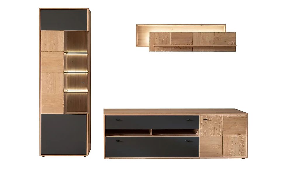 Wohnkombination  Lavia ¦ holzfarben ¦ Maße (cm): B: 258 H: 207 T: 50.0 Komm günstig online kaufen