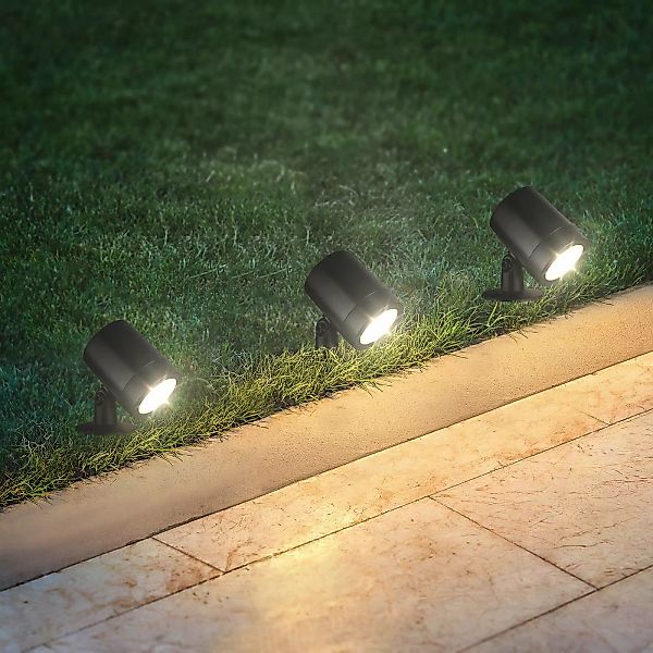 Brilo LED Gartenspieß-Set Ples IP54 Staub- Spritzschutz Schwenkbar Schwarz günstig online kaufen