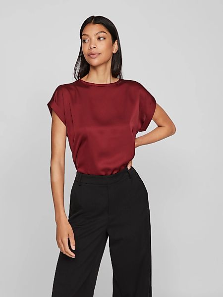 Vila Kurzarmshirt "VIELLETTE S/S SATIN TOP - NOOS" Satin Optik günstig online kaufen