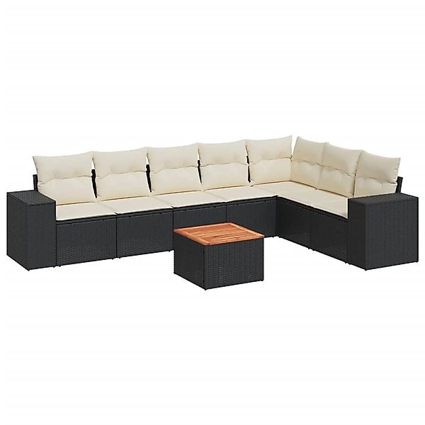 vidaXL 8-Tlg Garten-Sofagarnitur mit Kissen Schwarz Poly Rattan 3257806 günstig online kaufen