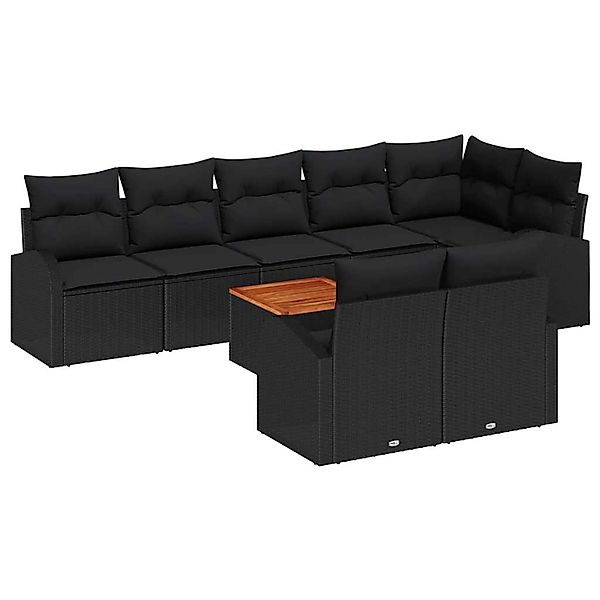 vidaXL Garten-Sofa-Set 9-Tlg Schwarz Poly Rattan 3347597 günstig online kaufen