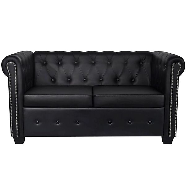 Chesterfield Sofa 2-sitzer Kunstleder Schwarz günstig online kaufen